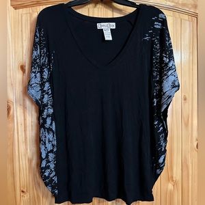 Cripple Creek NWOT Size S Loose Fit Black and Metallic Silver with Silver Bling